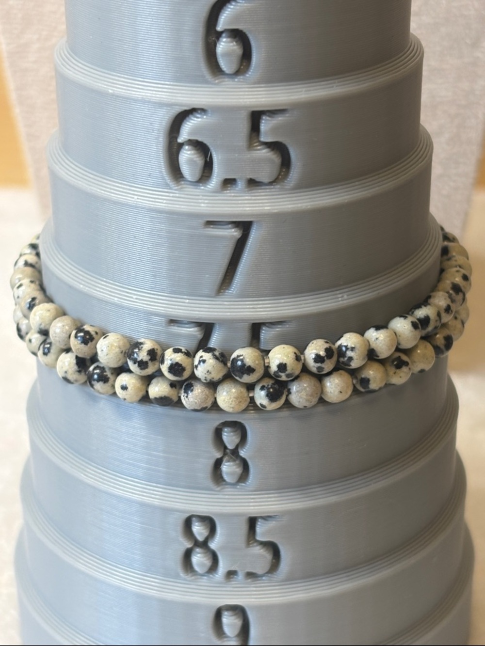4mm Genuine Dalmatian Jasper Gemstone Stretch Bracelet - Picture 3 of 5